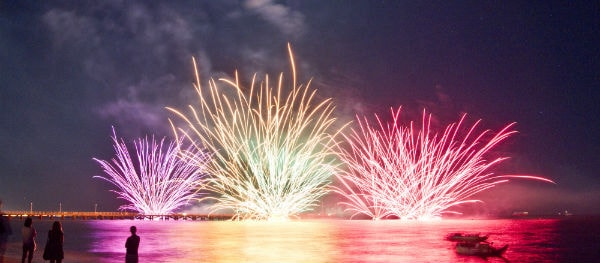 Firework display on the landing beaches