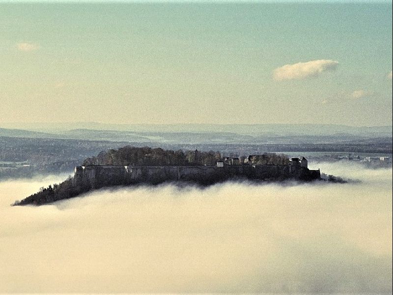 From Königstein Fortress you have a beautiful view over the surroundings of the National Park Sächsische Schweiz.