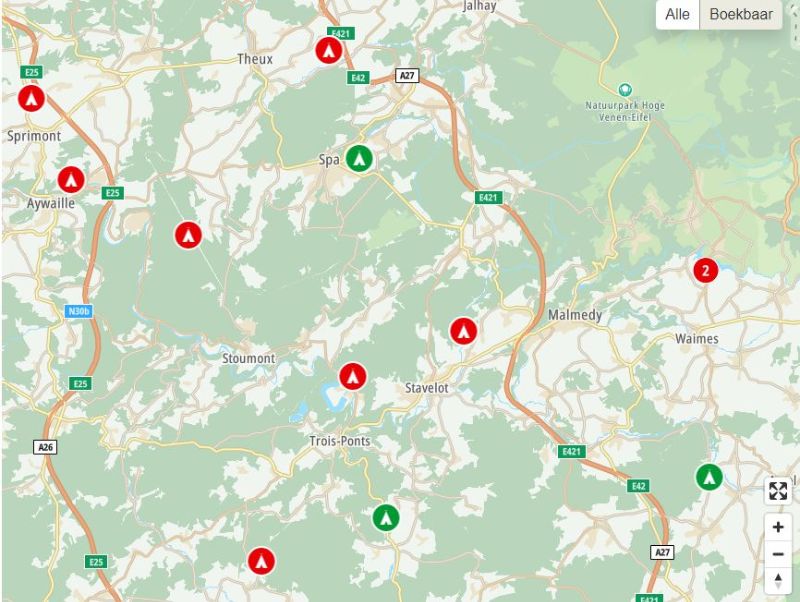 Campings Ardennen kaart