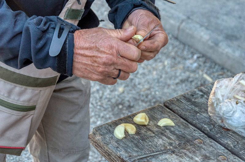 Geschnnittener Knoblauch outdoor