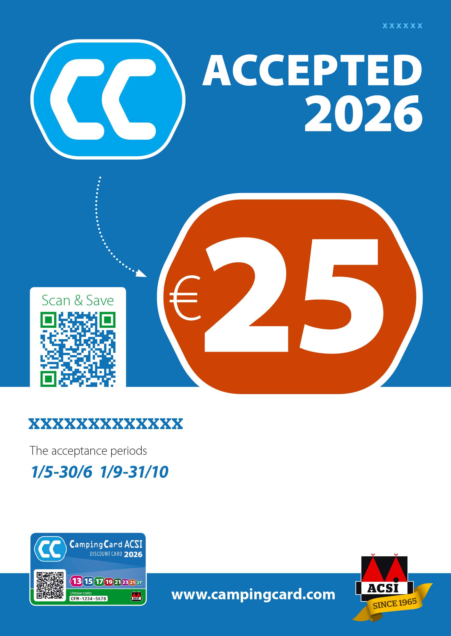 Campingcard ACSI-sticker deelnemende camping aan CampingCard ACSI. Verschil met ACSI-camping
